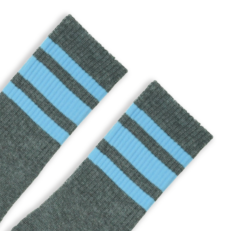 Athletic Crew | Carolina Blue Striped Socks | Heather Grey