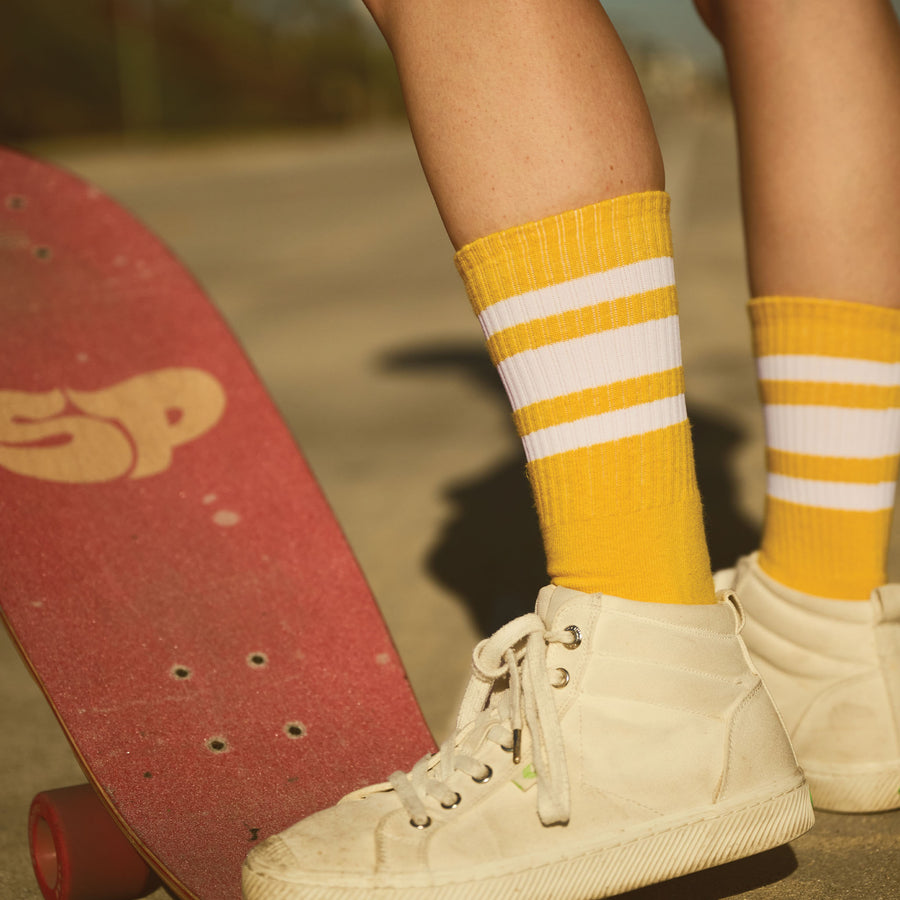SOCCO Gold Socks with white stripes