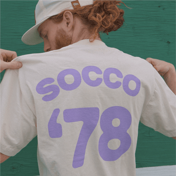 SOCCO Era Collection | Cream with Lilac | Retro Modern Tee