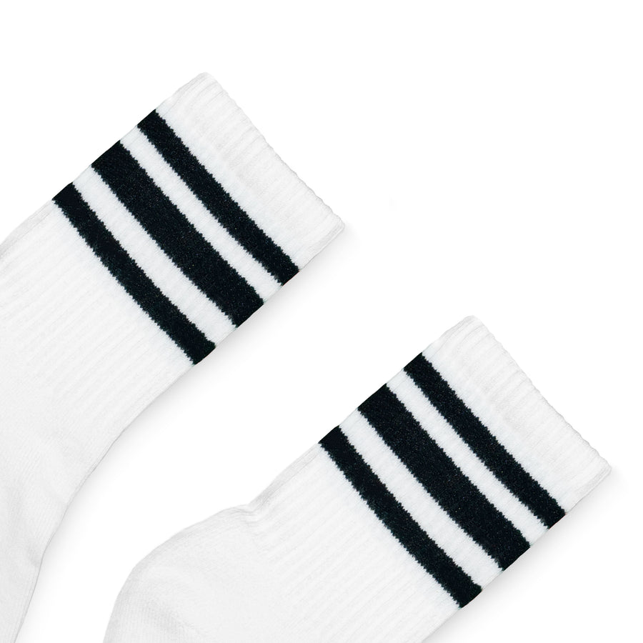 SOCCO Jr. Kids Socks | Black Striped Socks | White