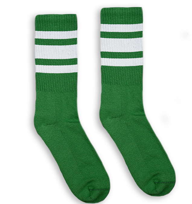 White Striped Socks  Forest Green I Made in USA – SOCCO®