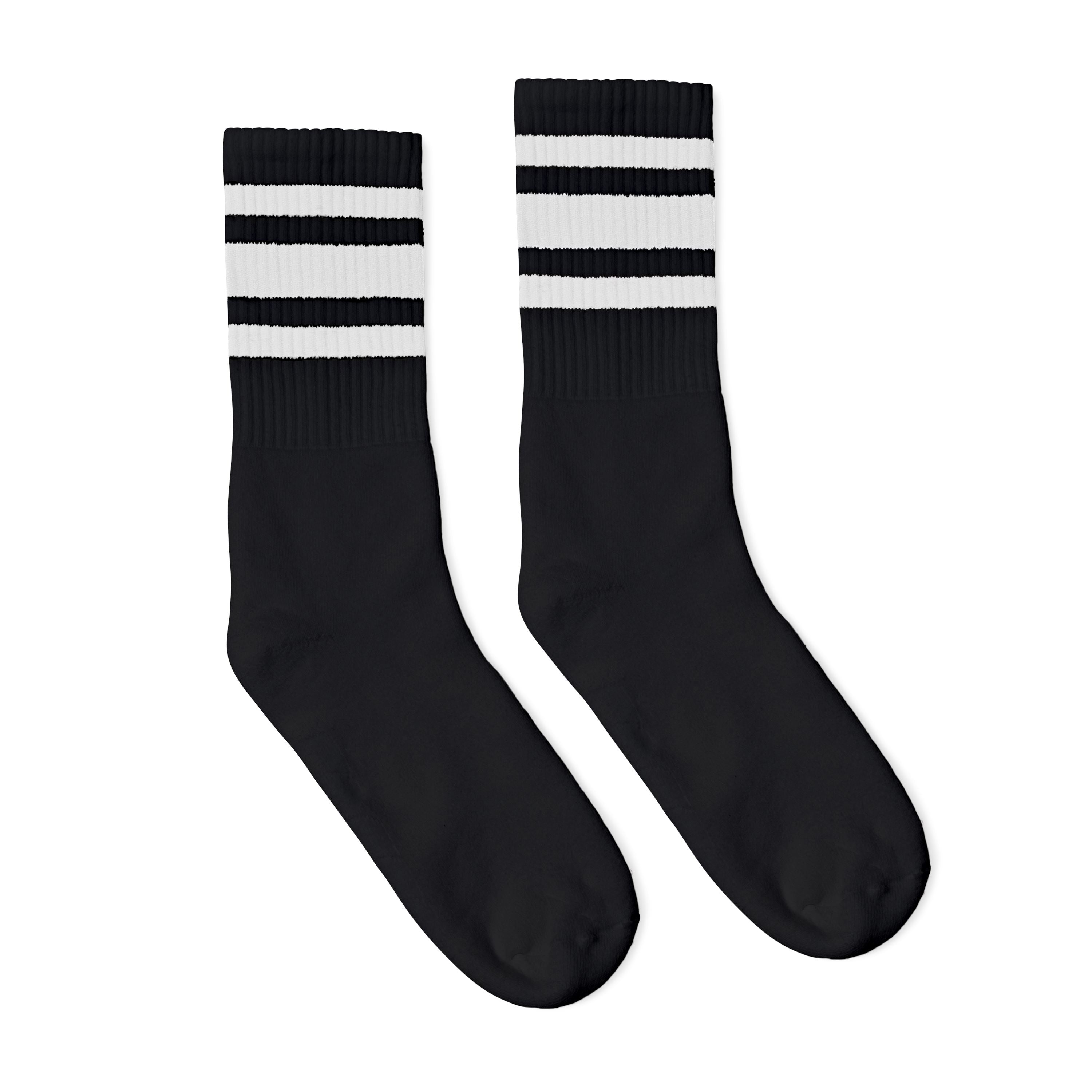 Socco SC100 USA-Made Striped Crew Socks - Black/ WHITE, S/M Socco SC100 USA-Made Striped Crew Socks - Black/ WHITE, S/M