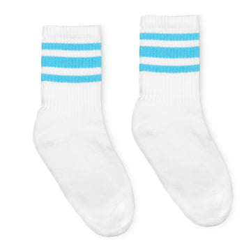 SOCCO Jr. Kids Socks | Light Blue Striped Socks | White
