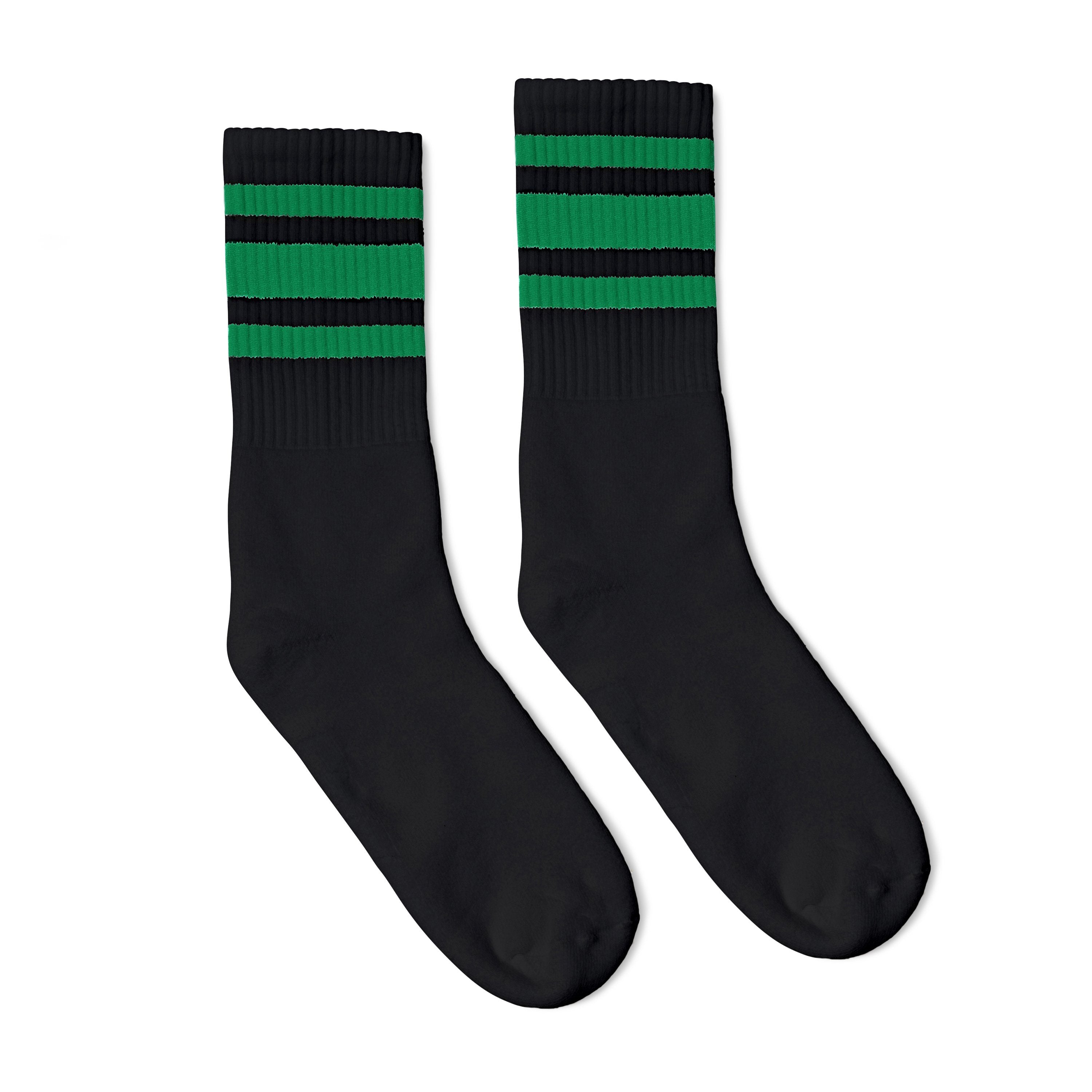 Green Striped Socks | Black