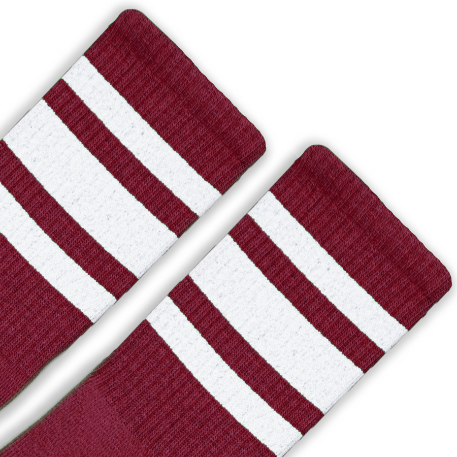 Maroon Socks with White Stripes I Athletic |  Made in USA