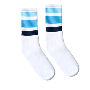 Ocean Blue Shades Athletic Striped Socks | White | Made in USA