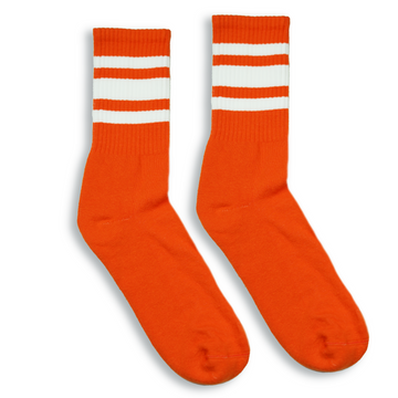 Orange Socks with White Stripes I Made in USA