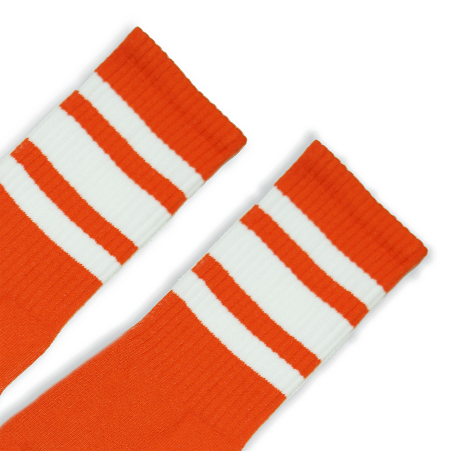Orange Socks with White Stripes I Made in USA