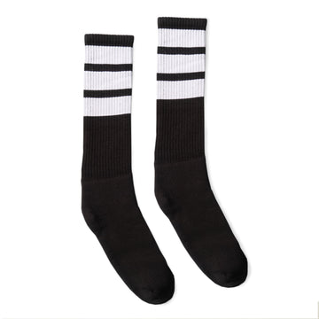 True Knee High Bold Striped Socks Black | White | USA Made