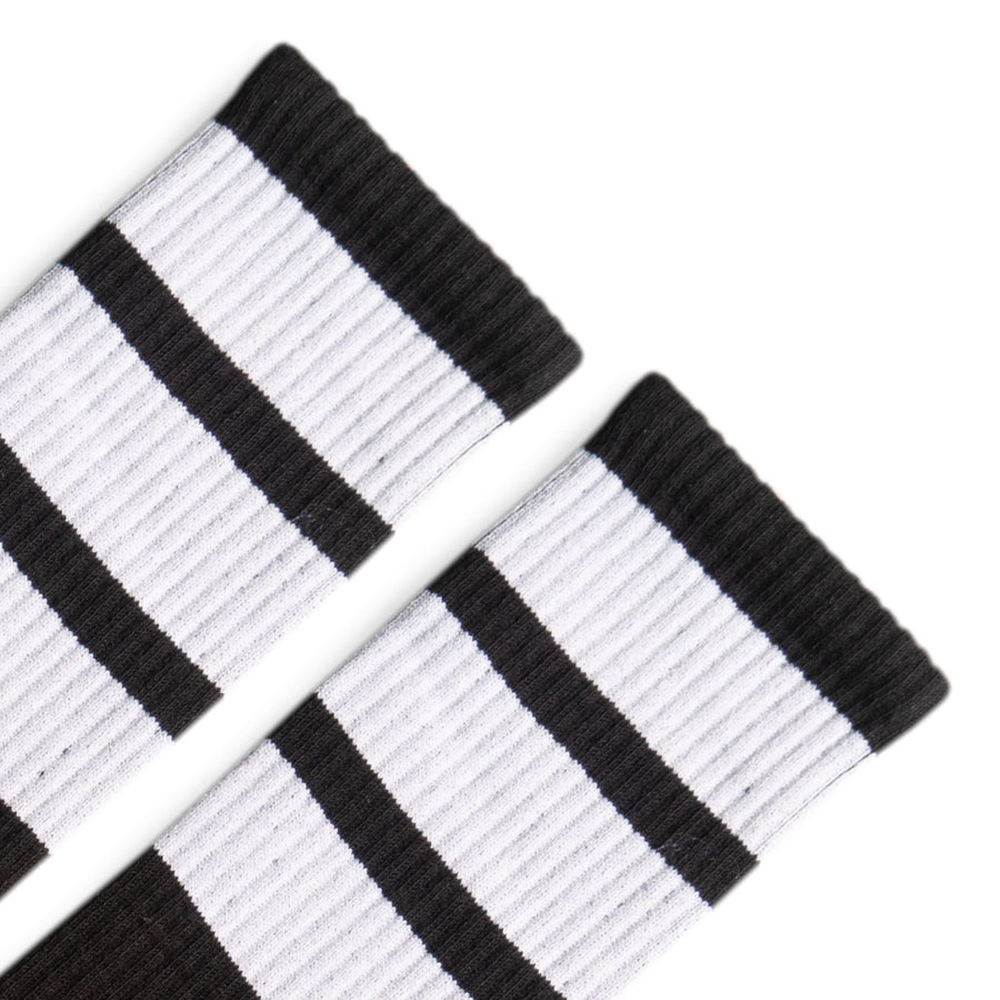 True Knee High Bold Striped Socks Black | White | USA Made