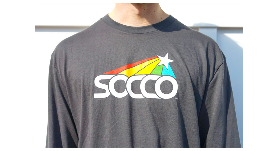 SOCCO Star Men's Long Sleeve Tee in Charcoal