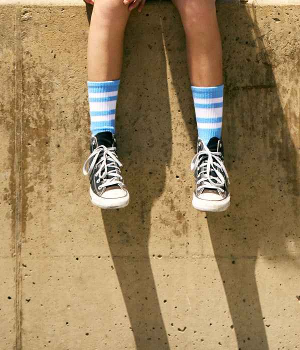 Carolina Blue SOCCO socks with white stripes