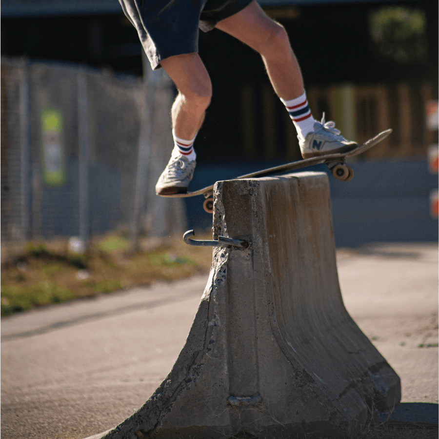 Male skateboarder wearing SOCCO Naturals All American Socks