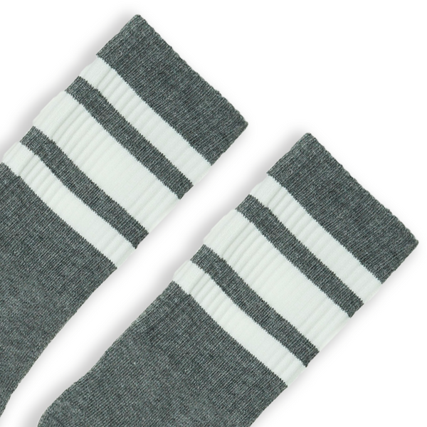 Athletic Crew | White Striped Socks | Dark Heather Grey