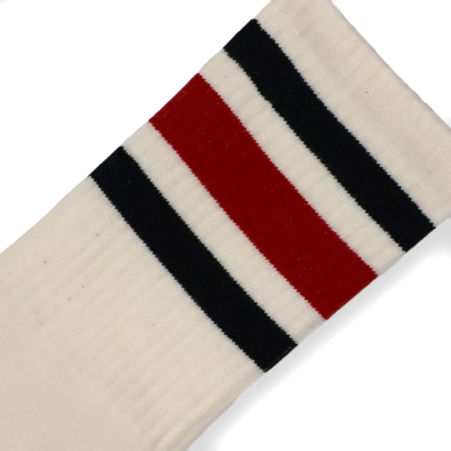 SOCCO Naturals | Black & Red Striped Socks | Made in USA