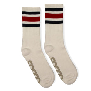 SOCCO Naturals | Black & Red Striped Socks | Made in USA