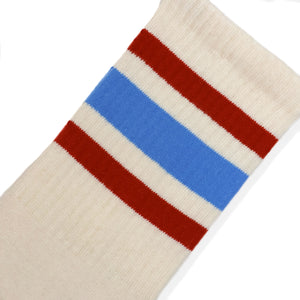 SOCCO Naturals Columbia blue and Rust Striped Socks