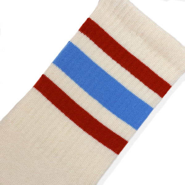 SOCCO Naturals Columbia blue and Rust Striped Socks