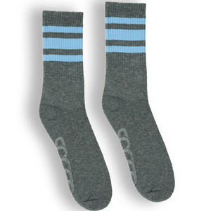 Athletic Crew | Carolina Blue Striped Socks | Heather Grey