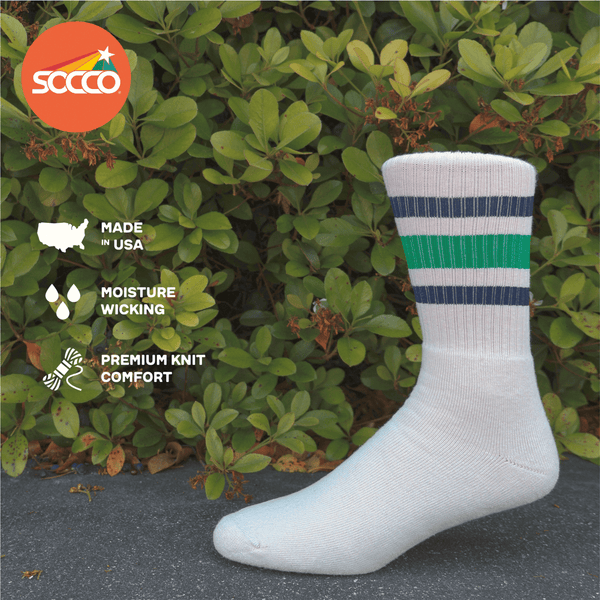 SOCCO Naturals Navy & Kelly Green Striped Socks