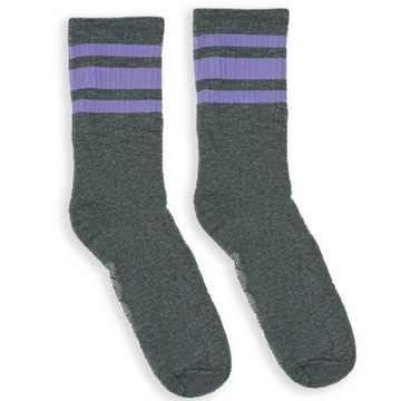 SOCCO Athletic Crew Lilac Striped Socks Dark Heather Grey