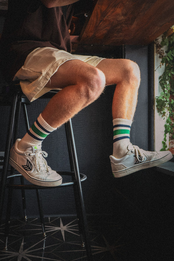 SOCCO Naturals Navy & Kelly Green Striped Socks