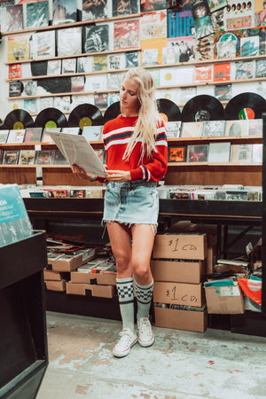 checkerboard skateboarding socks