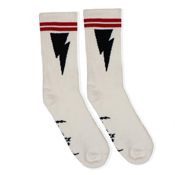 SOCCO Naturals Mike Vallely Lightning Bolt Socks with Red Stripes