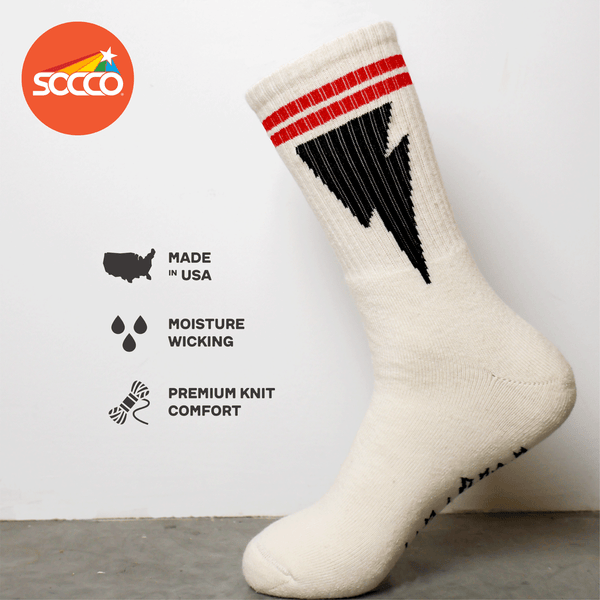 SOCCO Naturals Mike Vallely Lightning Bolt Socks with Red Stripes