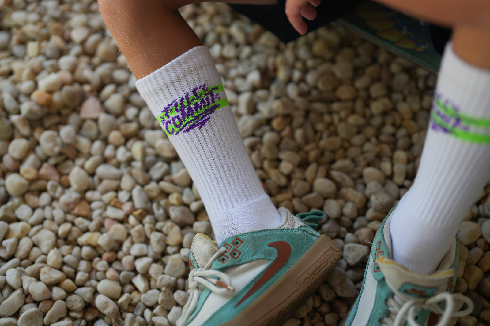 SOCCO x Ethan Campos - Full Commit Performance Skate Crew Socks - White