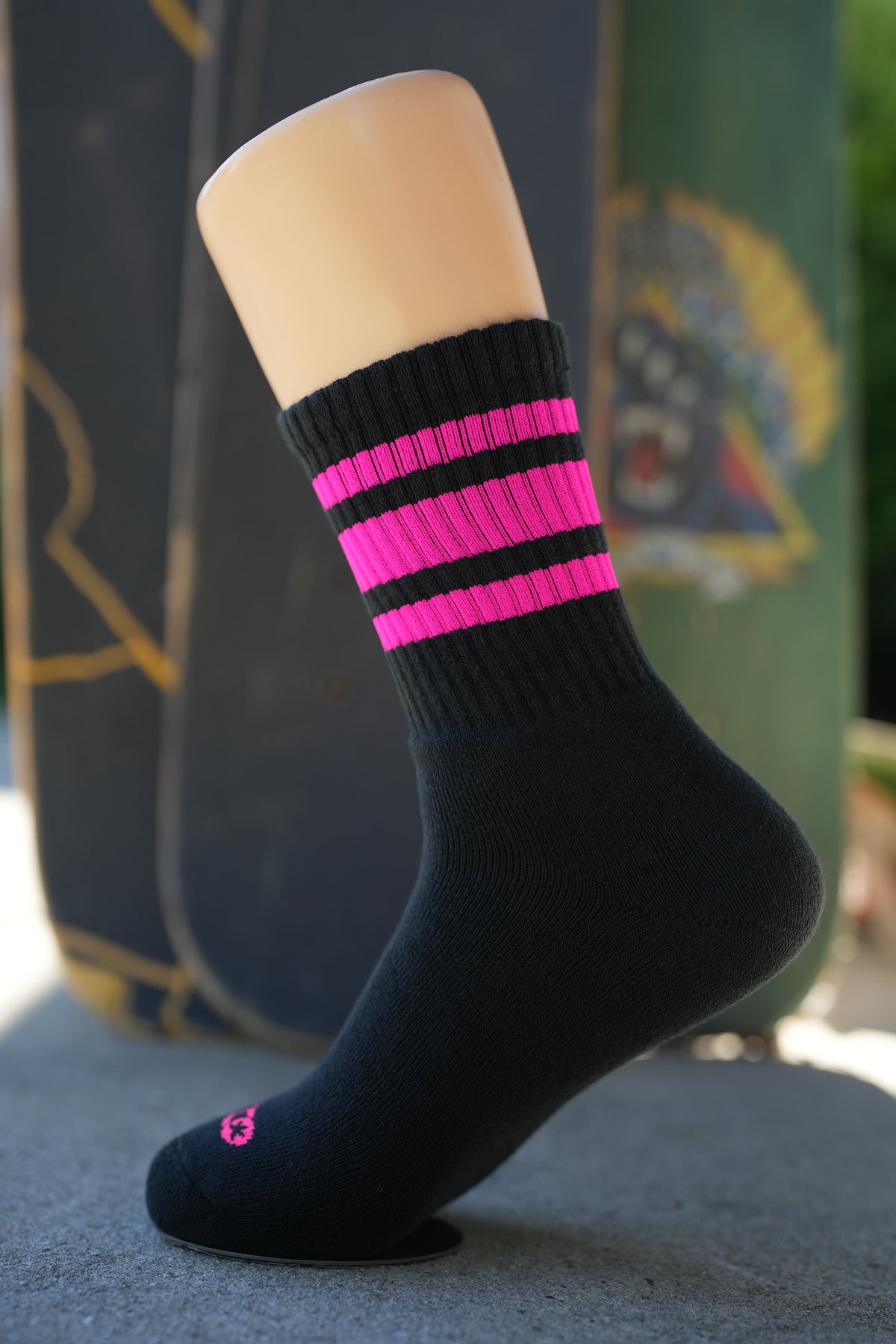 Limited Edition Black + Pink Stripe Socks