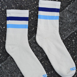 blue stripe retro tube sock