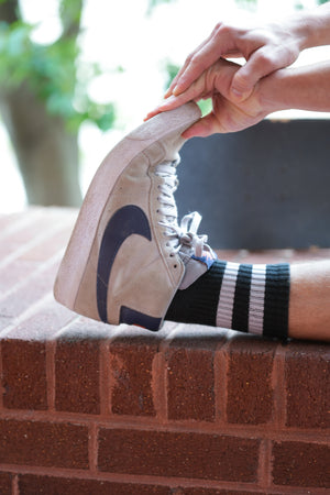 Shorty's White Striped Tube Sock | Black