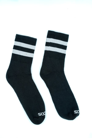 Shorty's White Striped Tube Sock | Black