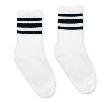 SOCCO Jr. Kids | Black Striped Socks | White