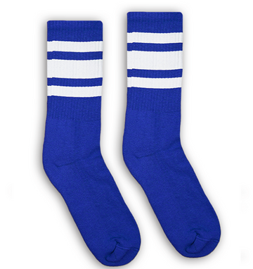 SOCCO Royal Blue Socks with white stripes