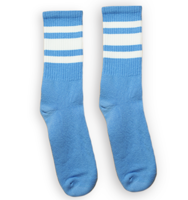 Carolina Blue SOCCO socks with white stripes