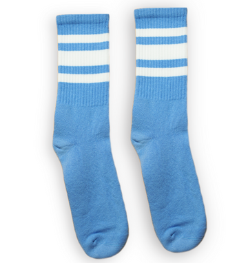 Carolina Blue SOCCO socks with white stripes