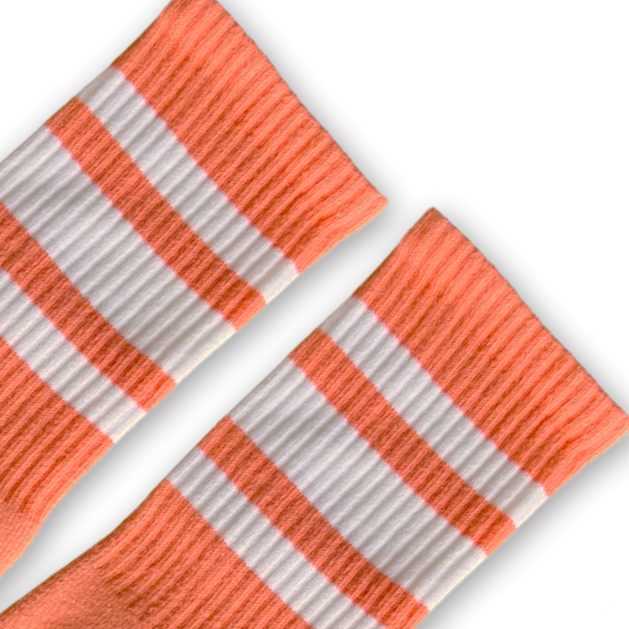 White Striped Socks | Coral