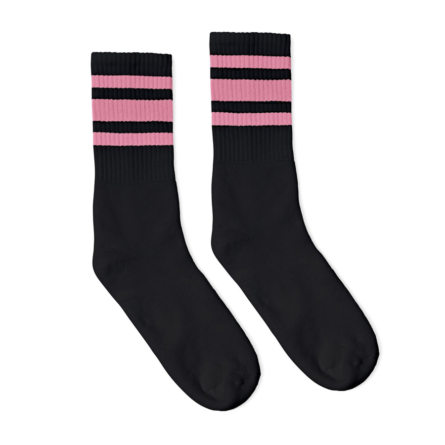 Pink Stripe Socks | Black - SOCCO®