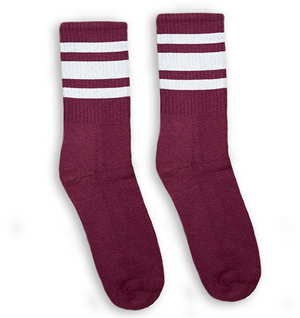 Maroon Socks with White Stripes I Athletic |  Made in USA