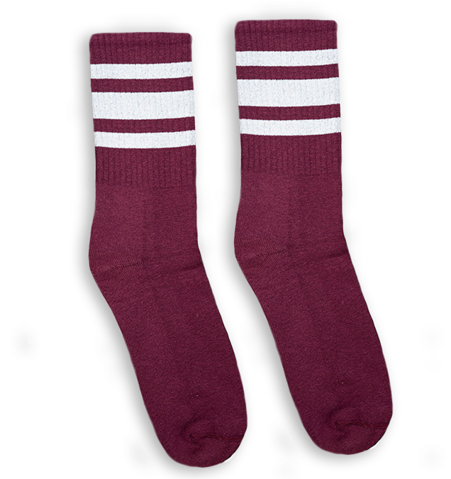 Maroon Socks with White Stripes I Athletic |  Made in USA