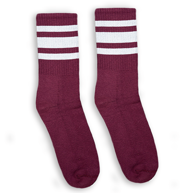 White Striped Socks | Maroon