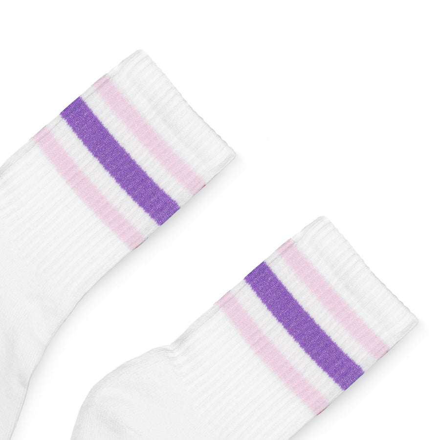 SOCCO Jr. Kids | Pink and Lilac Striped Socks | White
