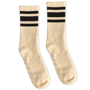 SOCCO Natural Socks with Black Stripes