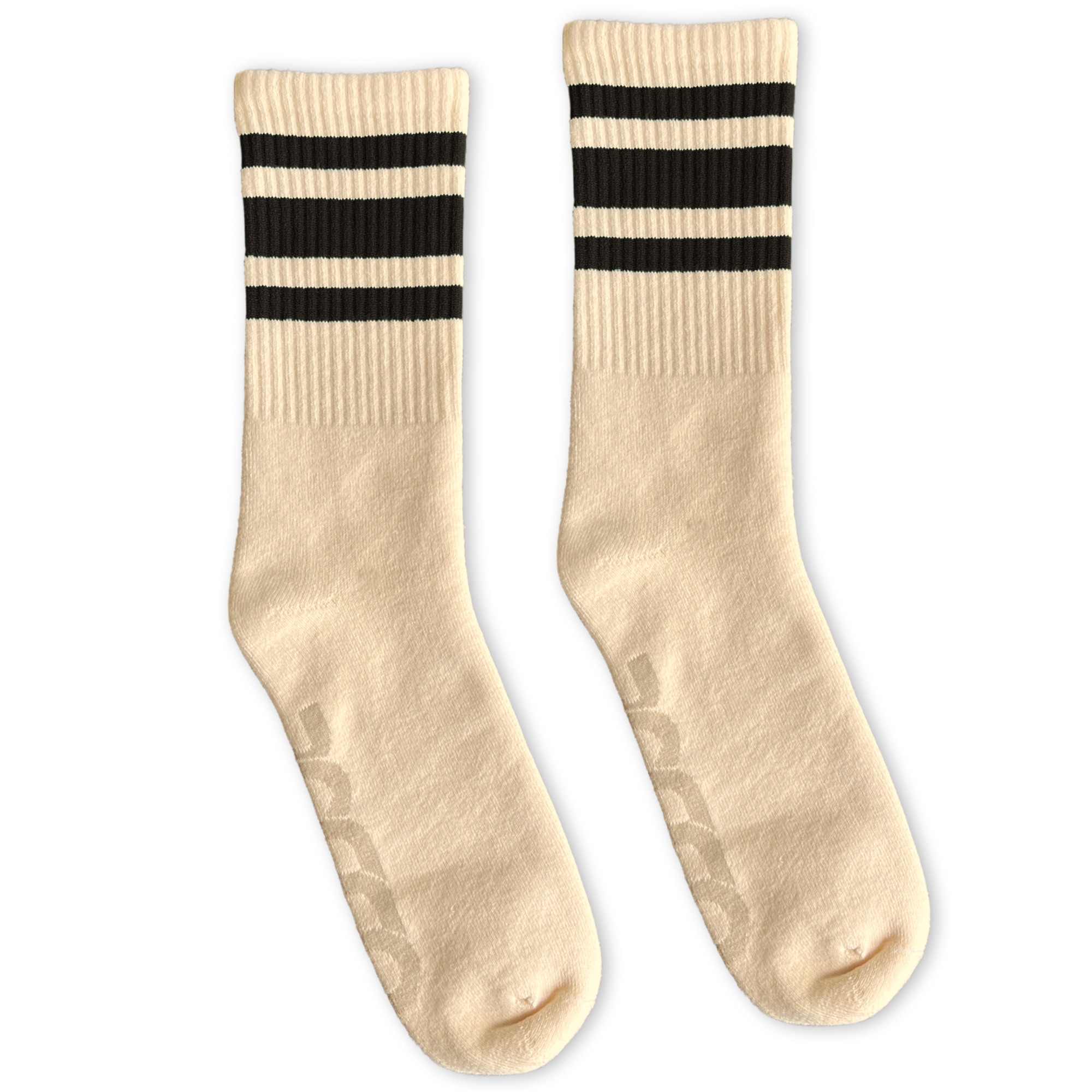 SOCCO Natural Socks with Black Stripes