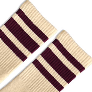SOCCO Natural Socks with Maroon Stripes