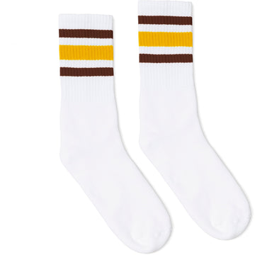 Brown and Gold Stripes | White